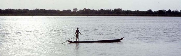Lone canoeist